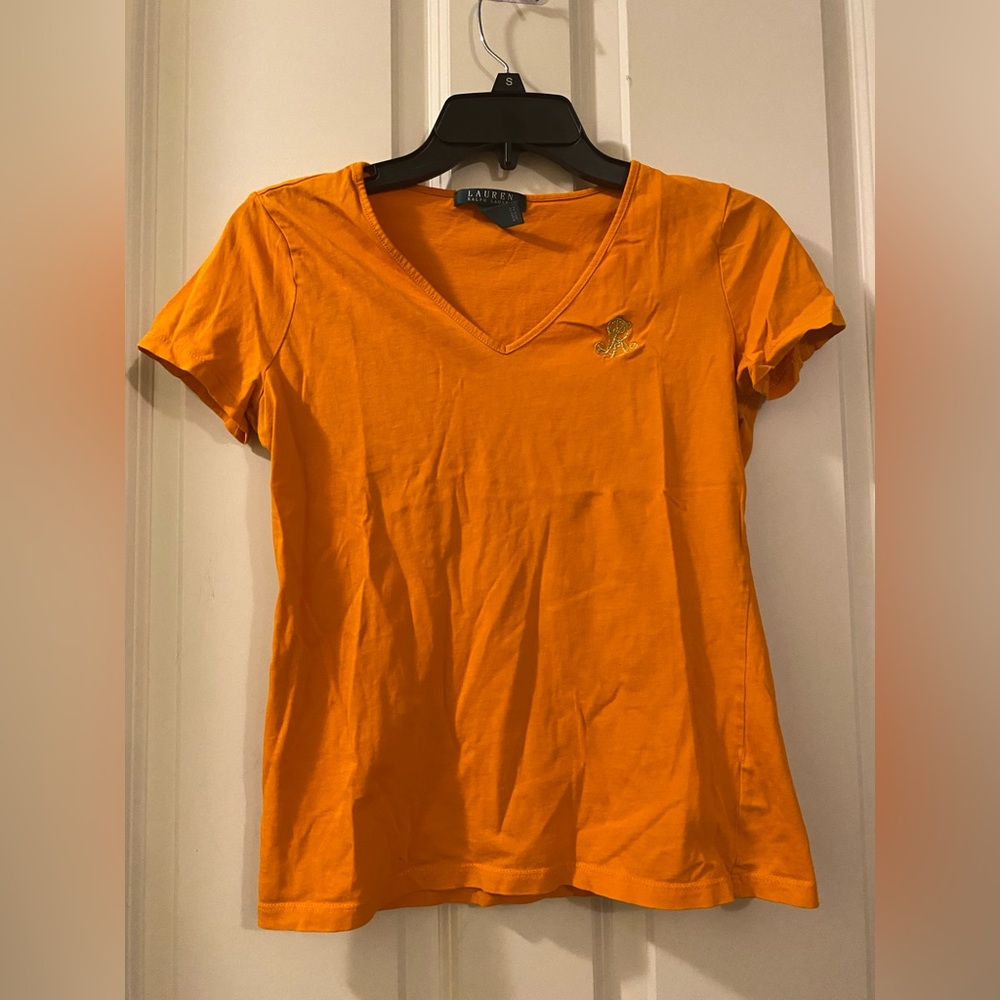Ralph Lauren Orange V-Neck Women's Top size small